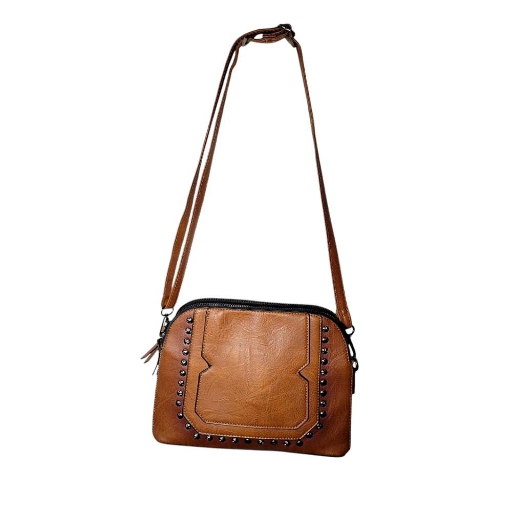 Sam & Hadley Brown Studded Shoulder Bag